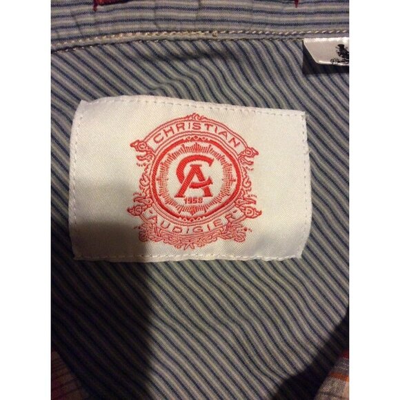 Ed Hardy Christian Audigier Men's Long Sleeve Button Plaid Shirt sz Large L Red - Picture 7 of 12